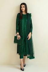 Baroque Exclusive Formal Embroidered Sequence Chiffon 3 Pieces Unstitched UF-386 Green
