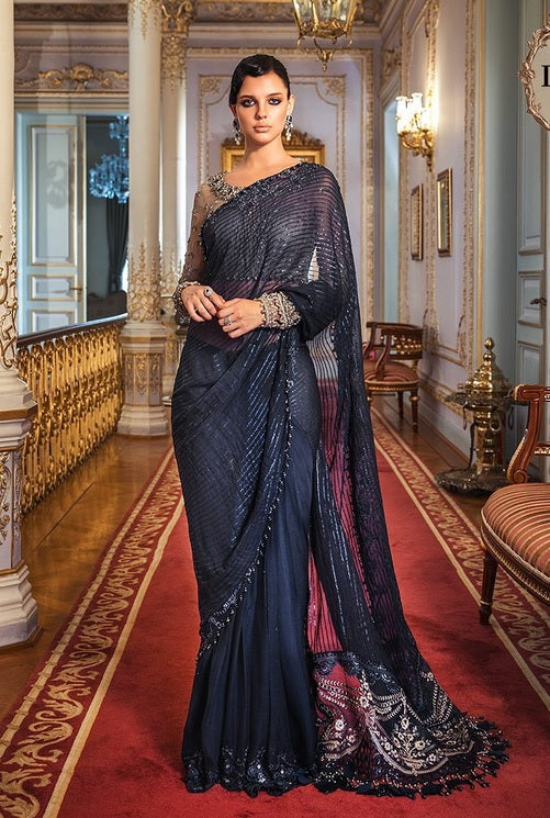 Maria.B Embroidered Chiffon Saree Unstitched D-04 - BDS-2004