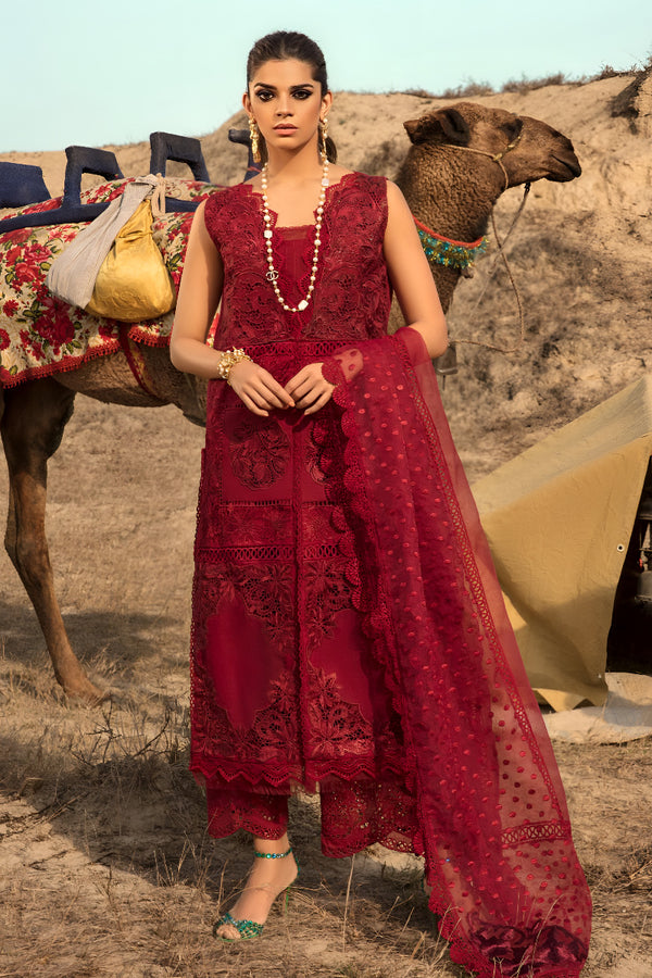 Saira Shakira Luxury Lawn Embroidered Unstitched Collection D 8 Rouge