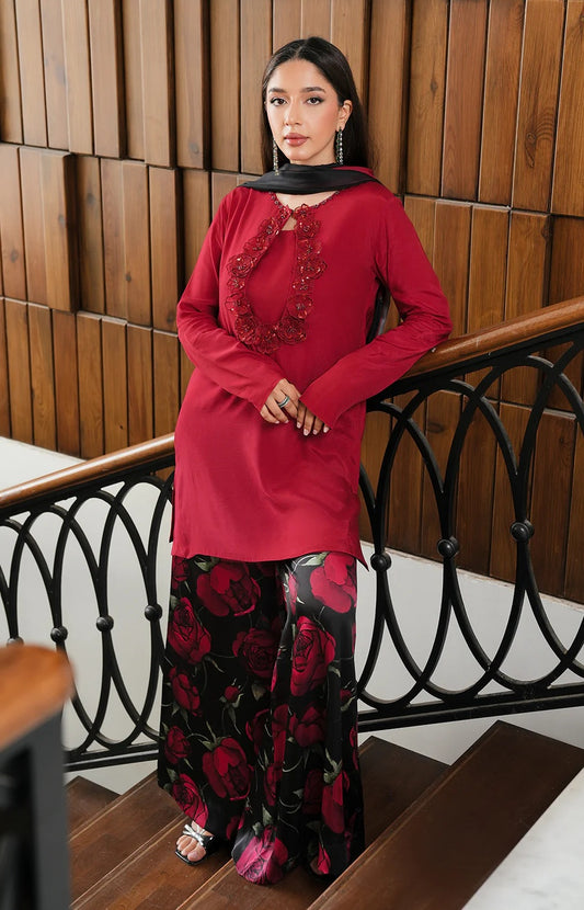 Lulusar Luxury Silk Embroidered 3 Piece  Unstitched - Amol Top