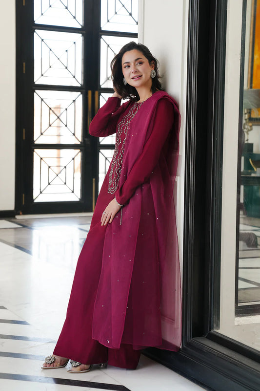 Lulusar Luxury Silk Collection Embroidered 3 Pc Unstitched Samaal Long