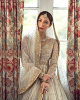 Faiza Saqlain Golden White Bridal Wedding Edition Unstitched Anamta
