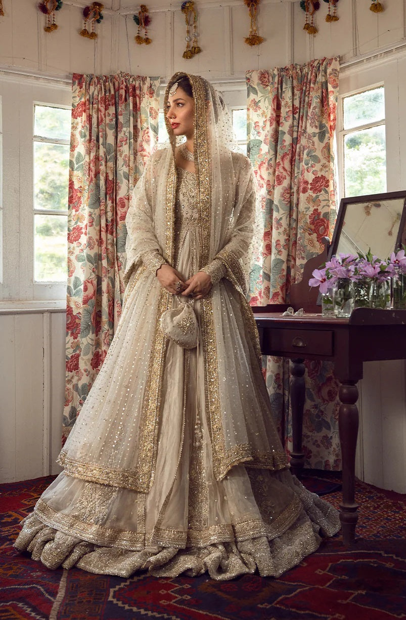 Faiza Saqlain Golden White Bridal Wedding Edition Unstitched Anamta