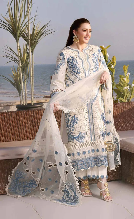 ANEELAS Luxury Chikankari Embroidered Lawn 3PC Unstitched Suit AL-101
