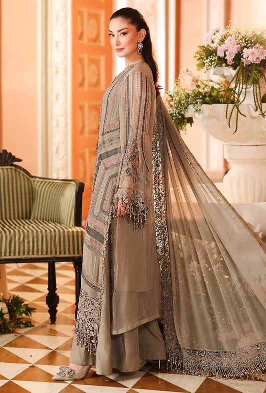 Maria.B Royale Tea Affair-D01 Luxury Embroidered Pure Chifon Unstitched 3Pc Suit PA-187