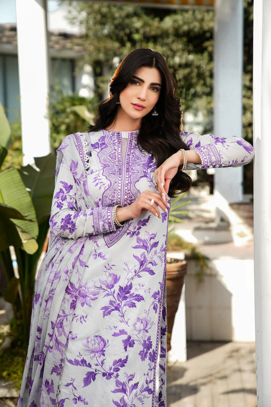 Aneela's Collection Luxury Lawn Embroidered 3 Piece Unstitched Swiss