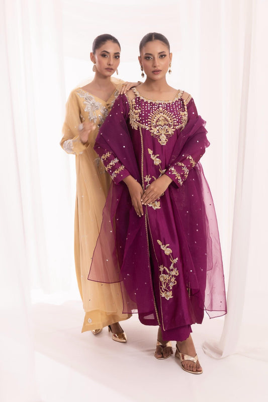Sehrish Nadeem Luxury Raw Silk Embroidered Unstitched 3PC Suit-EC0106
