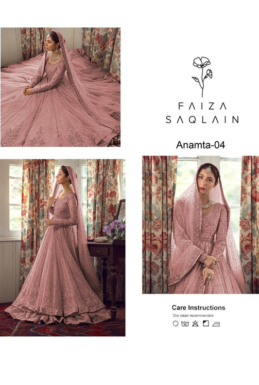 Faiza Saqlain Golden White Organza Bridal Wedding Edition Unstitched ANAMTA