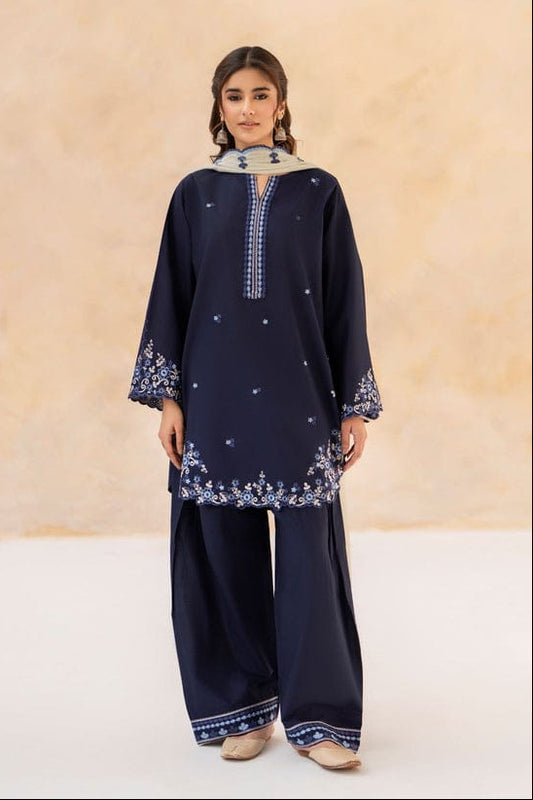 Pehnawa Luxury Lawn Embroidered 3 Pc Unstitched Suit-Amani Sapphire