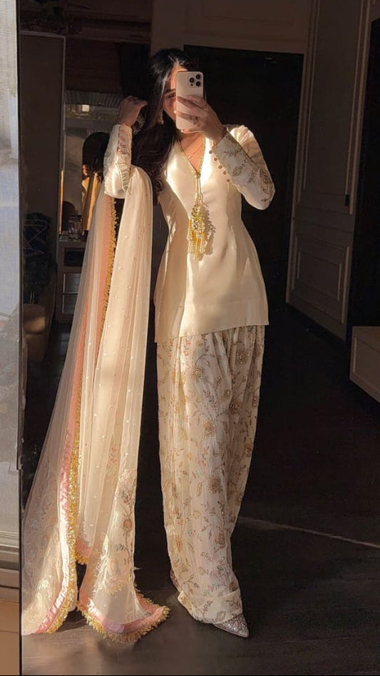 Zainab Shamsi Studio Luxury Raw Silk Embroidered 3Pc Unstitched The Ayla Set PA-126