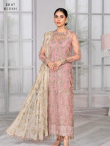 ZARIF Bahaar Unstitched Formal Embroidered Chiffon 3Pc Suit ZB-07 BLUSH