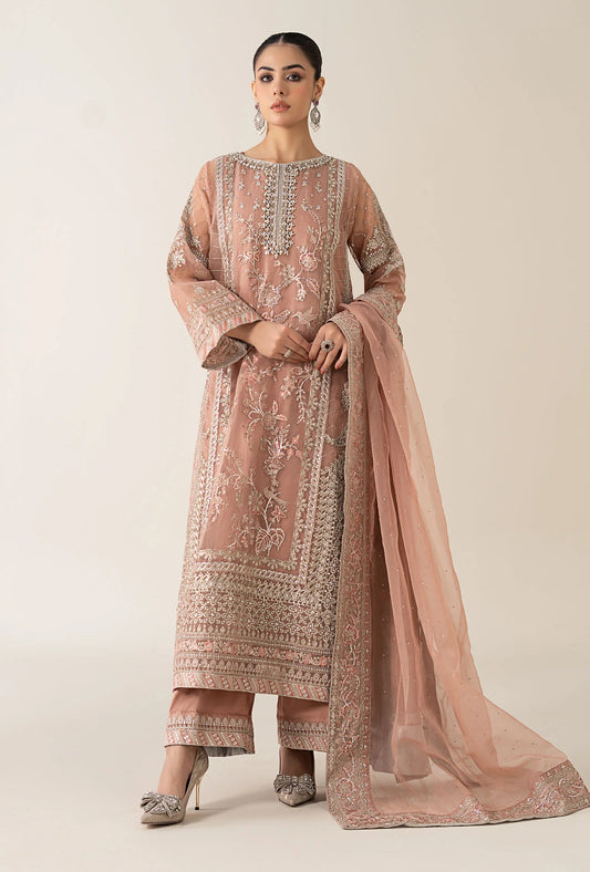 Maria.B - Luxury Lawn Embroidered 3 Piece Unstitched - SF-08-Peach