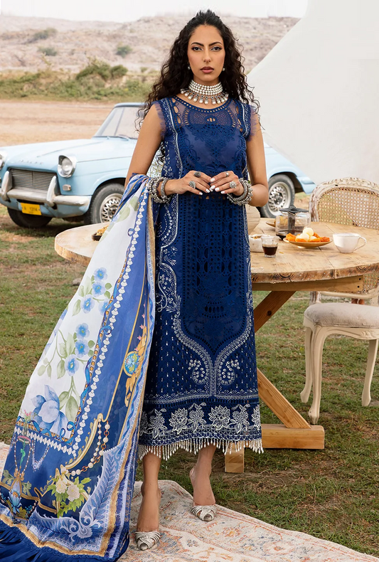 Bin Ilyas Luxury Lawn Embroidered Unstitched 3 Piece  713-B