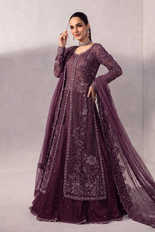 Maria B Luxury Tussle Silk Embroidered 3Pc Unstitched Suit PA-156