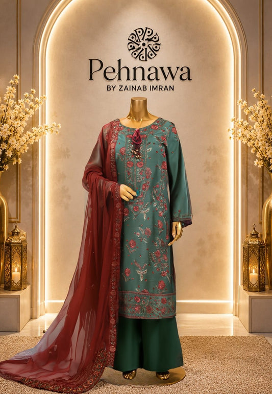 Pehnawa Luxury Embroidered Lawn Stitched 3PC Suit