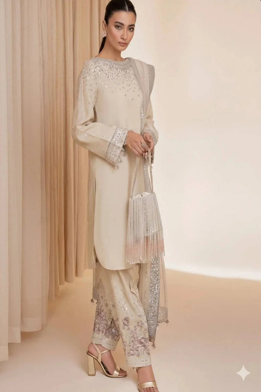 Jazmin Luxury Raw Silk Embroidered 3 Piece Unstitched - UR-7002