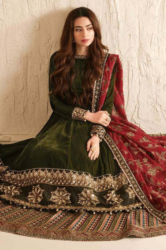 Jazmine Formals Unstitched 3 Pc Collection Luxury Embroidered Velvet VF-2036