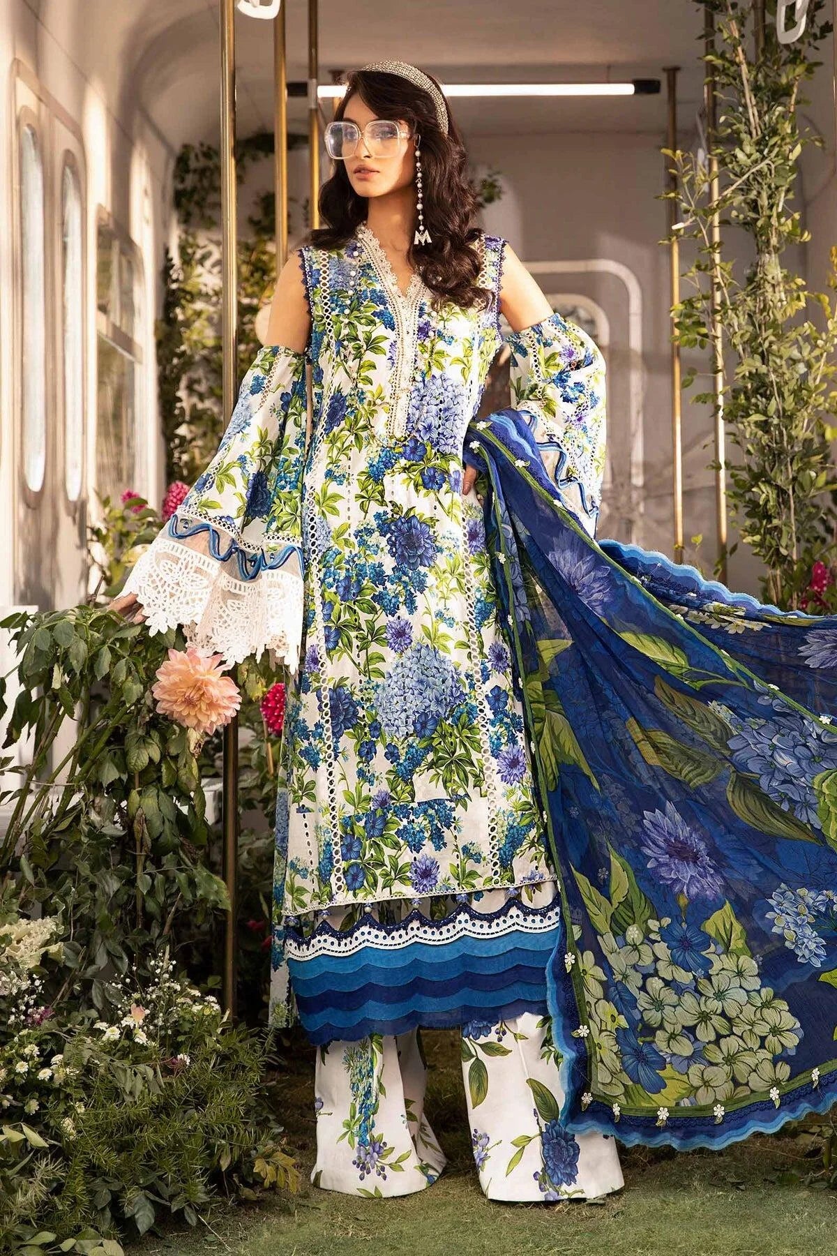 Maria.B Lawn Embroidered Unstitched 3 Pieces MPrints MPT-2102-B