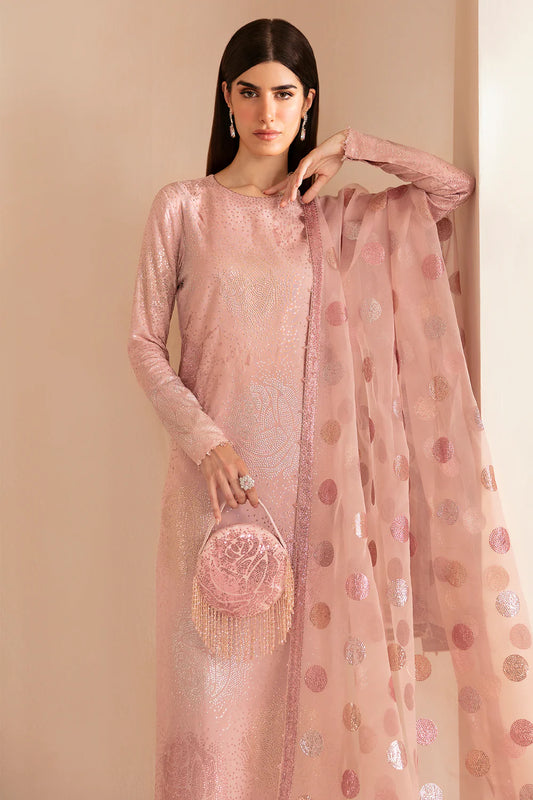 Jazmin Premium Embroidered Raw Silk Unstitched UR-7032 Cavern Pink With Culutch