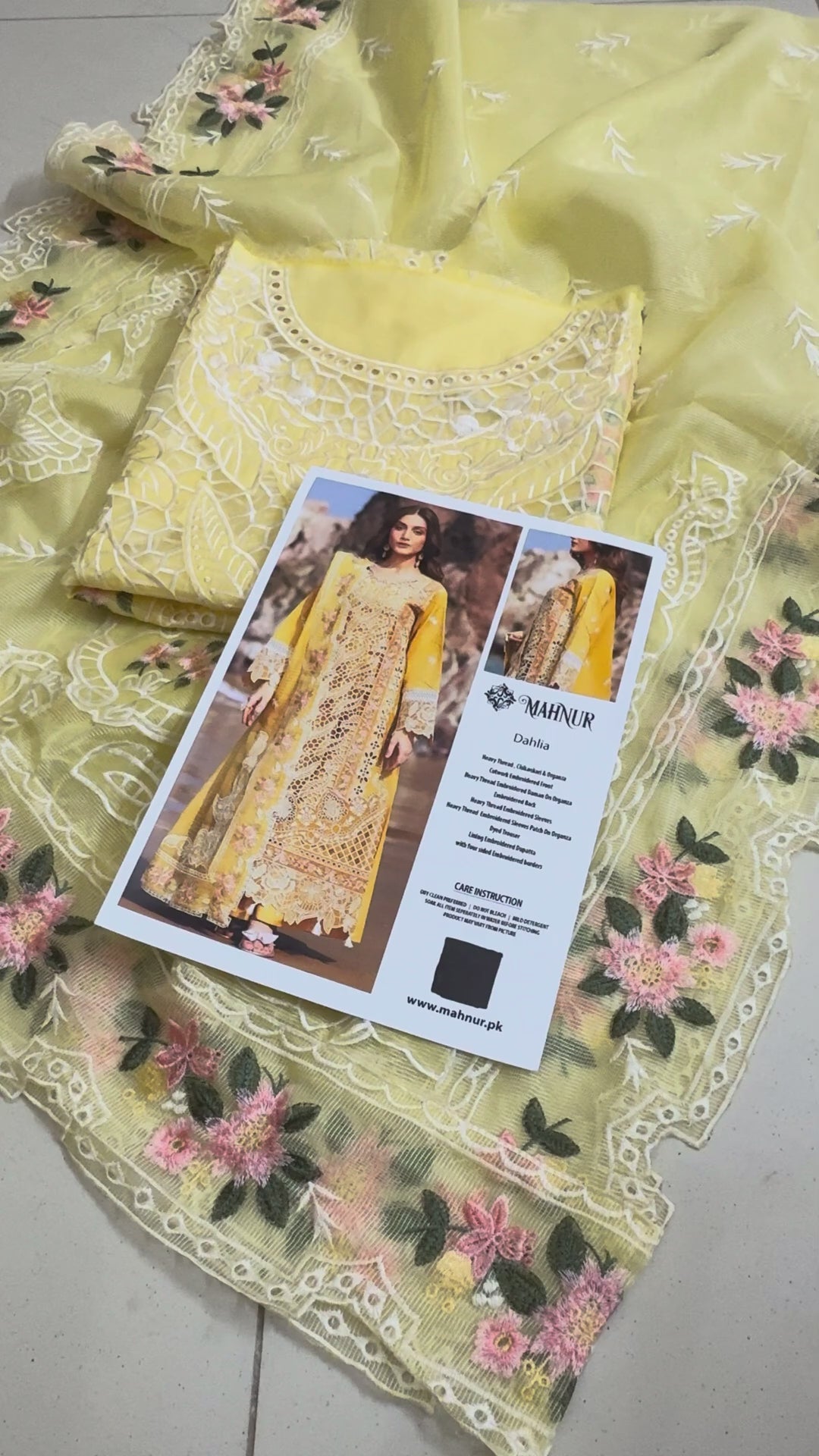 Mahnur Dahlia - Luxury Lawn Embroidered Unstitched 3 Piece Eid Collection