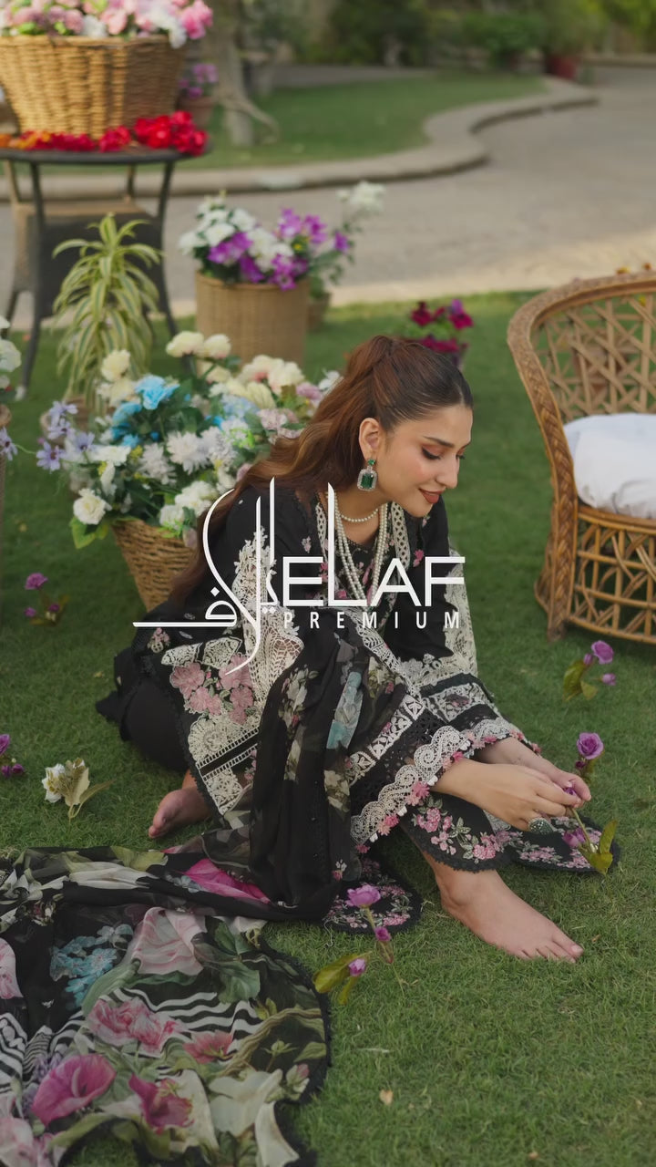 Elaf Luxury Embroidered Lawn Unstitched Collection ELM-04 MAHJABEEN