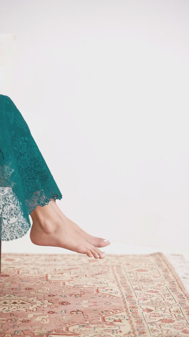 Zaib By Nimsay Luxury Lawn Embroidered collection Teal Green