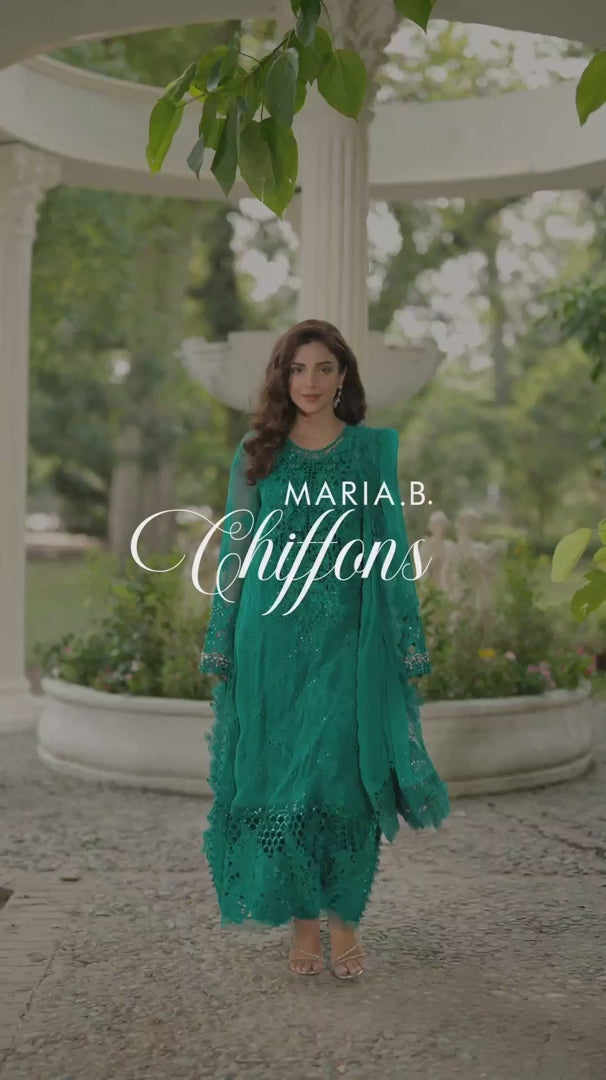Maria.B Unstitched Embroidered Chiffon Suit | MPC-24-105