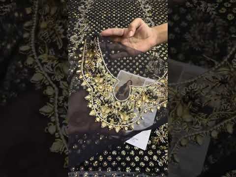 Haris Shakeel (black )Aisha afridi Luxury Chiffon Embroidered 3Pc Unstitched PA-149