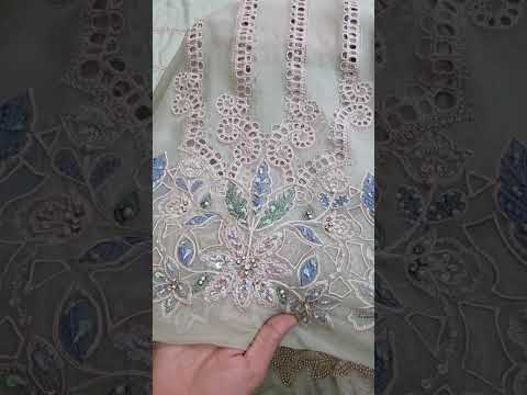 Maria B Luxury Embroidered Chiffon Unstitched 3Pc Suit MPC-26-105-Pistachio Green