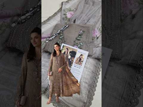 Maria B Luxury Pure Chiffon Embroidered 3PC Unstitched Suit MPC-26-102-Muted Mocha Brown
