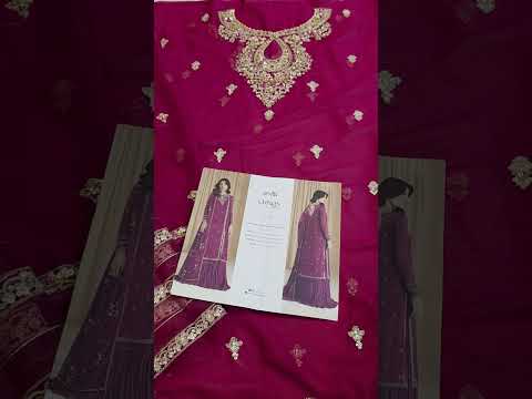 Iznik Luxury Chiffon Embroidered 3 PC Suit Fuchsia Pink CC 81