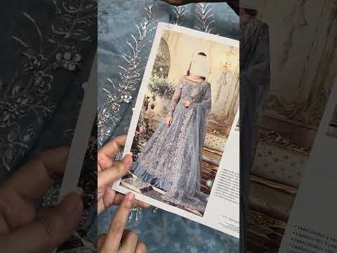 Maria.B Luxury Organza Embroidered Unstitched 3Pc Suit-Ice Blue