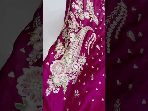 Ethnc Luxury Silk Embroidered 3 Pc Unstitched Kaftan Suit PA-211