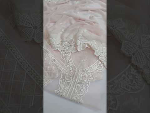 Azure Luxury Embroidered Chiffon Unstitched 3Pc Suit Twirling Tulip