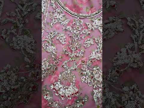 Hussain Rehar Sham Luxury Net Embroidered 3Pc Unstitched Suit Dusty Pink