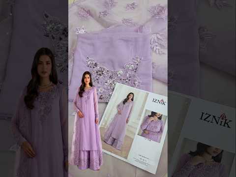 Iznik Luxury Chiffon Embroidered Unstitched 3PC Suit-Lilac