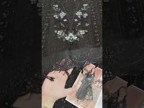 Maria.B MPC-26-204-Black Luxury Pure Chiffon Embroidered 3 Pc Unstitched Saree PA-220