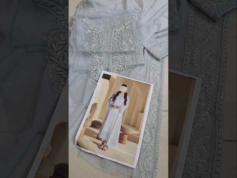 Azure Luxury Embroidered Chiffon 3Pc Unstitched Suit-Ice Serenity