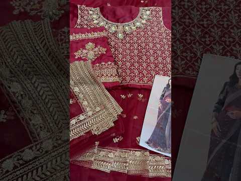 Maria B 11R1-Maroon Luxury Net Embroidered 3Pc Unstitched Sari PA-131