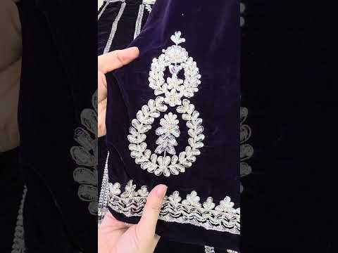 Farida Hassan - Plum Tribal - Luxury Velvet Embroidered 3Pc Unstitche Suit PA-111