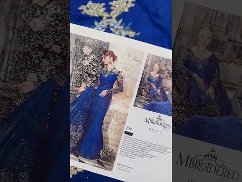 Maria.B Cobalt Blue BD-2704 Luxury Pure Chiffon Embroidered 3 Pc Unstitched Saree PA-219