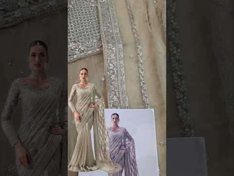 Maria B MC-26V1-08 Selene Luxury Net Embroidered 3Pc Unstitched Sari PA-264