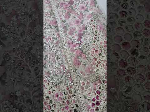 Maria B Luxury Embroidered Organza 3Pc Unstitched Suit EA26-11-Off White PA-113