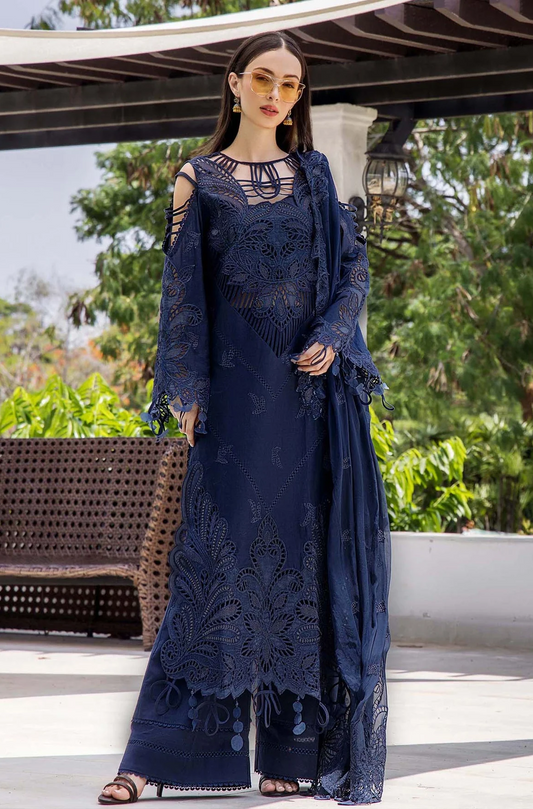 Adan Libas Luxury Lawn Embroidered Unstitched 3 Pc Suit Midnight Royale