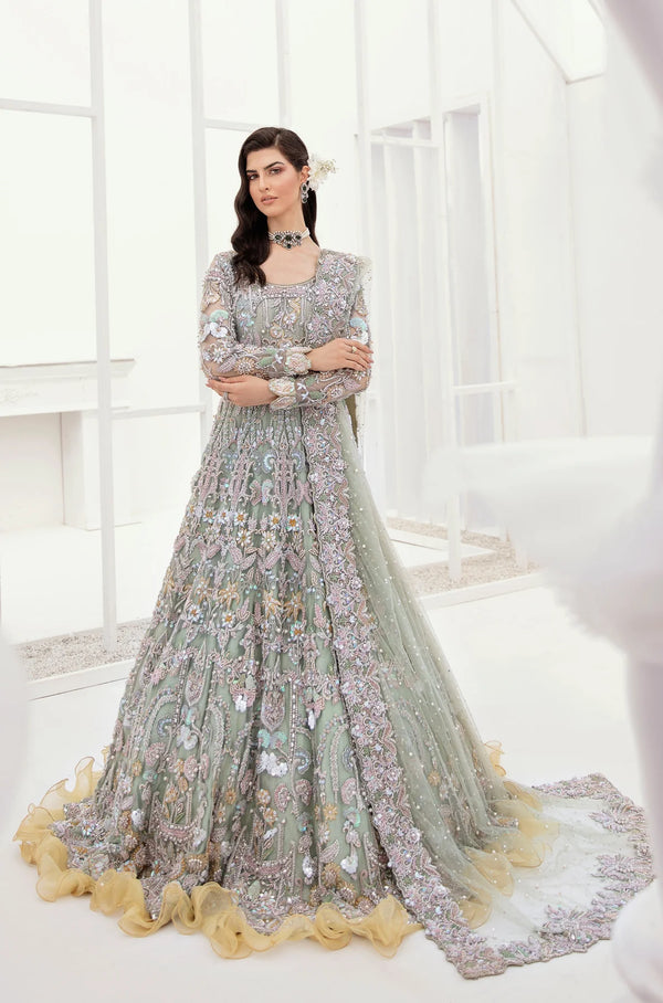 Ahmed Sultan Unstitched Net Embroidered Pista Bridal Collection