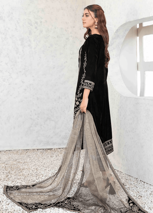 Tawakkal Fabrics Embroidered Velvet Suits 3 Piece Unstitched D-4041 - Festive Collection