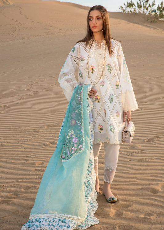 Crimson By Saira Shakira Luxury Lawn Embroidered 3 Piece Unstitched French Summer - D1 A