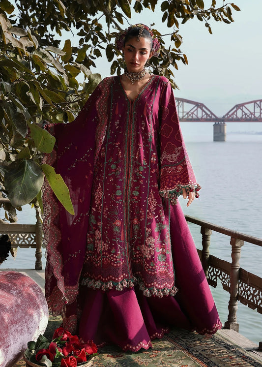 Hussain Rehar Luxury Embroidered Lawn 3Pc Unstitched Suit-Anjas