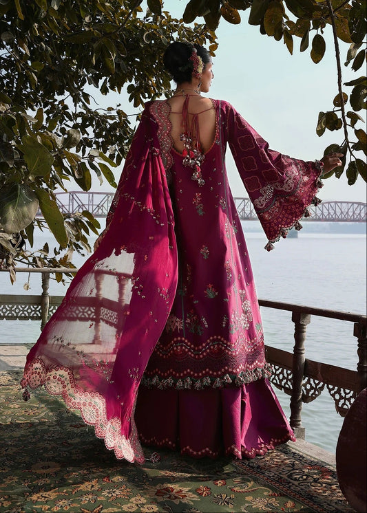 Hussain Rehar Luxury Embroidered Lawn 3Pc Unstitched Suit-Anjas