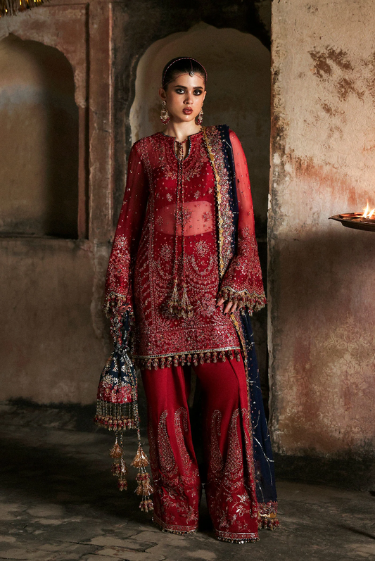 Hussain Rehar Festive Luxury Pure Chiffon Embroidered Unstitched Suit SHAHRBANO D-15